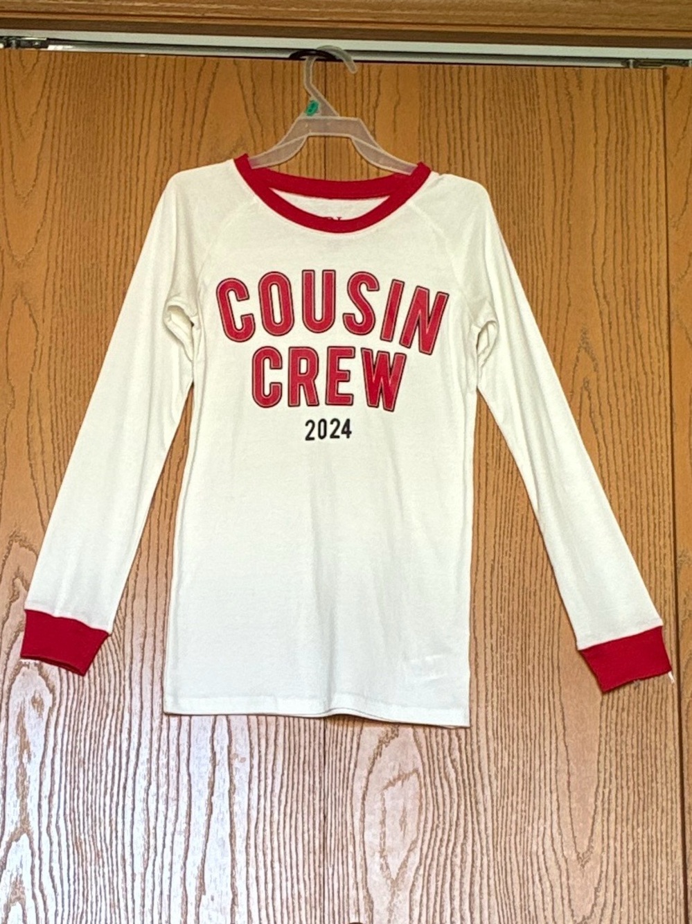 PJ Place Girls Long Sleeve Cousin Crew Graphic Tee XL 14 Red White Like New